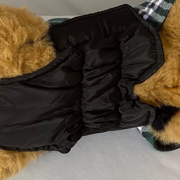 Pet Reversible Dark Green Plaid & Black Quilted Winter Coat - Picture 3 of 11